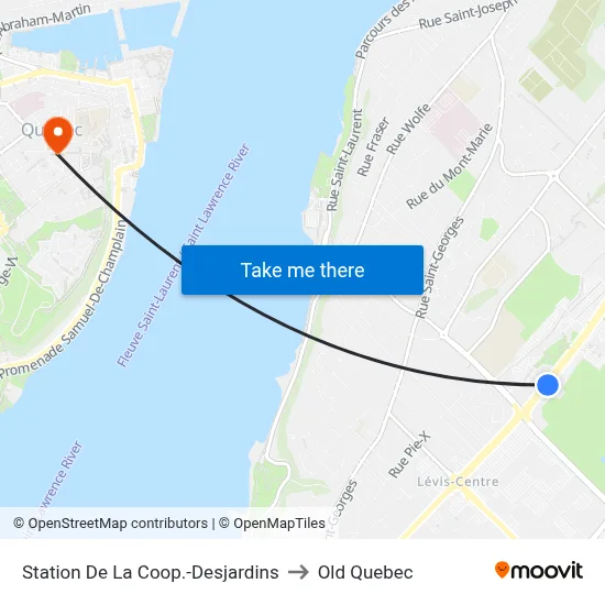 Station De La Coop.-Desjardins to Old Quebec map
