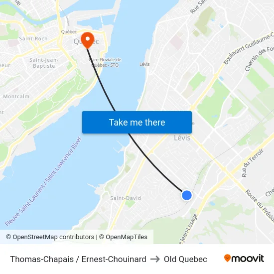Thomas-Chapais / Ernest-Chouinard to Old Quebec map