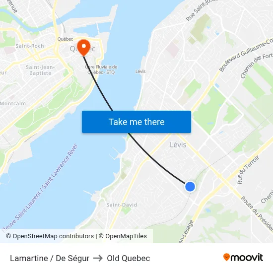 Lamartine / De Ségur to Old Quebec map