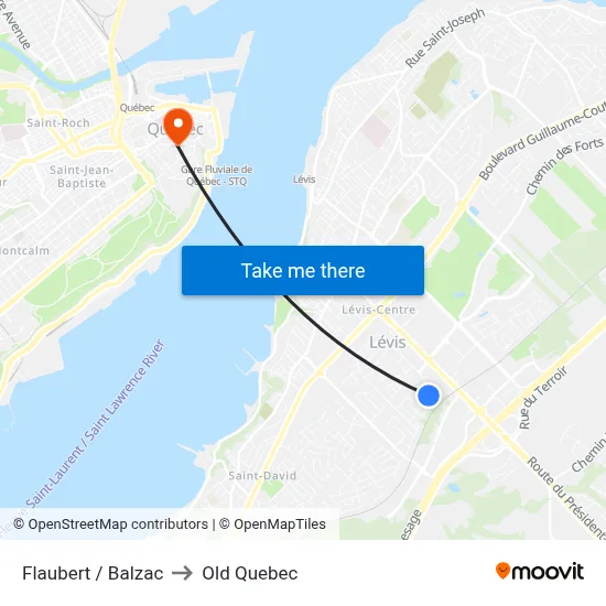 Flaubert / Balzac to Old Quebec map