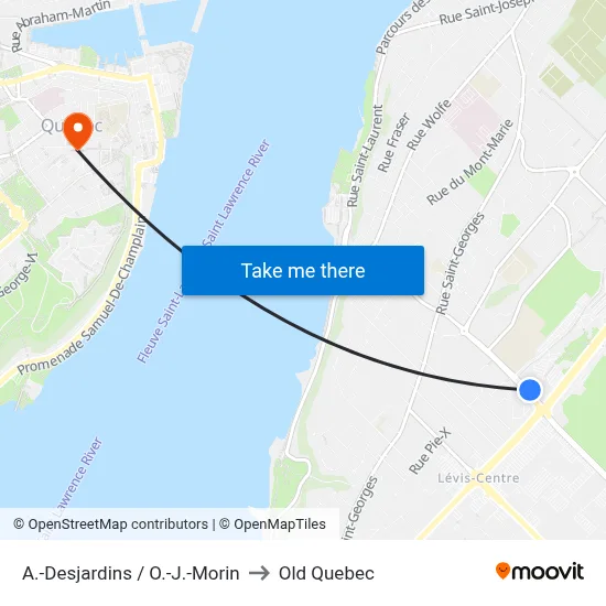 A.-Desjardins / O.-J.-Morin to Old Quebec map
