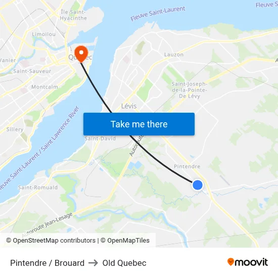 Pintendre / Brouard to Old Quebec map