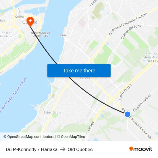 Du P.-Kennedy / Harlaka to Old Quebec map