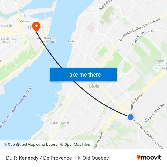 Du P.-Kennedy / De Provence to Old Quebec map
