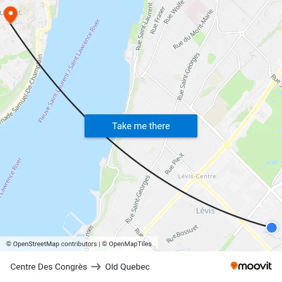 Centre Des Congrès to Old Quebec map