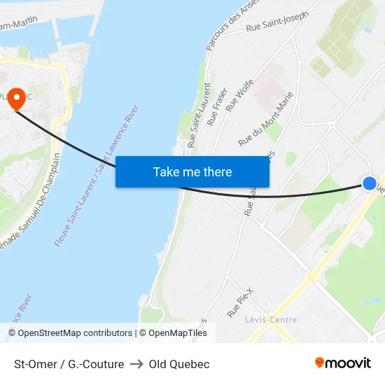 St-Omer / G.-Couture to Old Quebec map