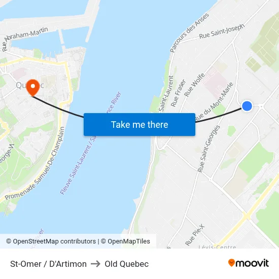 St-Omer / D'Artimon to Old Quebec map