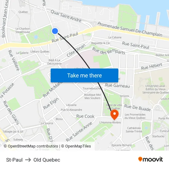 St-Paul to Old Quebec map