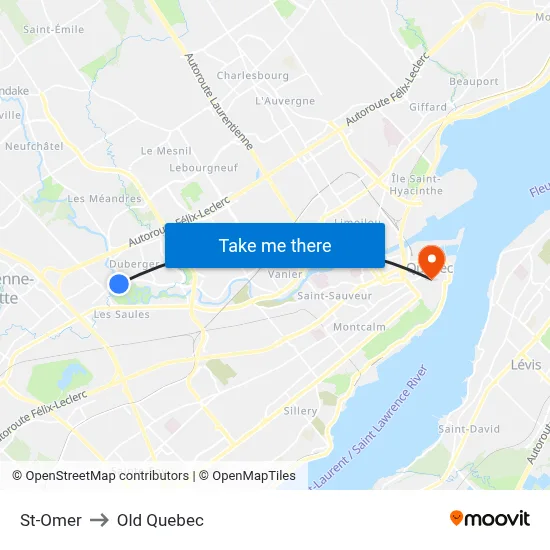 St-Omer to Old Quebec map