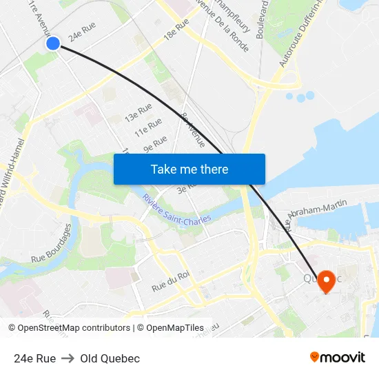 24e Rue to Old Quebec map