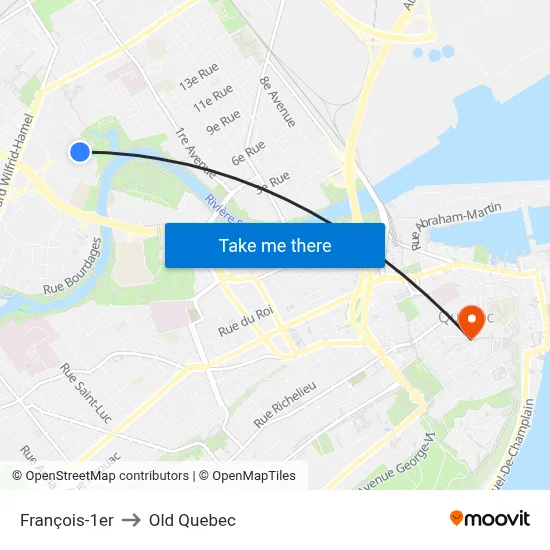 François-1er to Old Quebec map