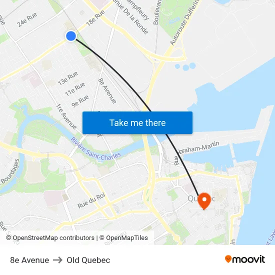 8e Avenue to Old Quebec map