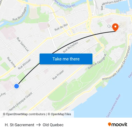 H. St-Sacrement to Old Quebec map