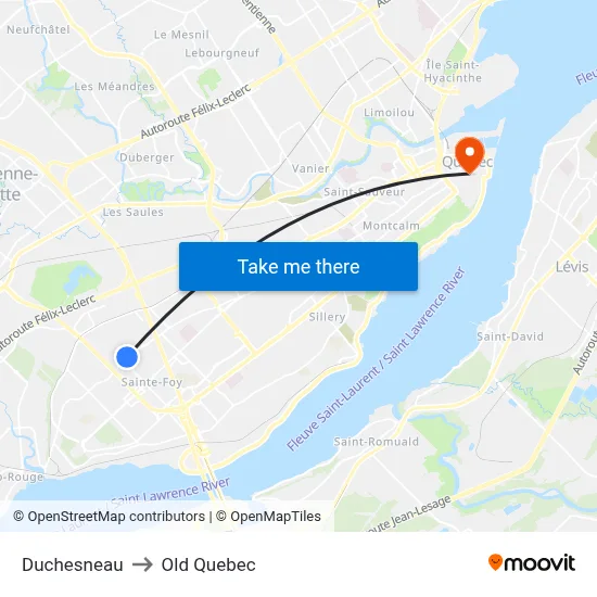 Duchesneau to Old Quebec map