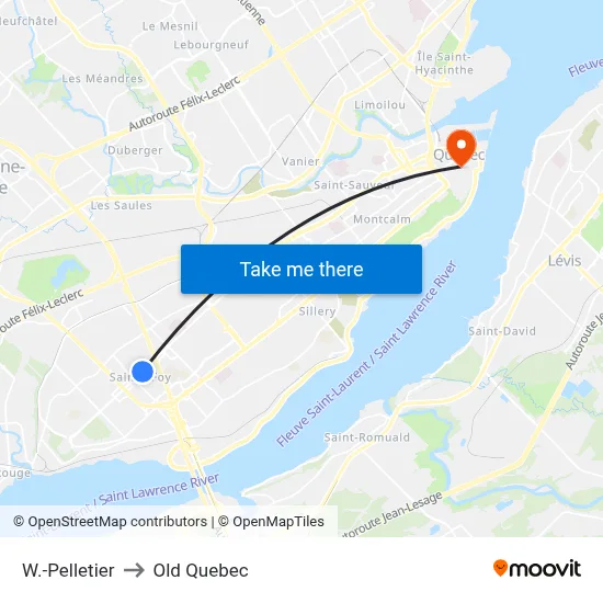 W.-Pelletier to Old Quebec map