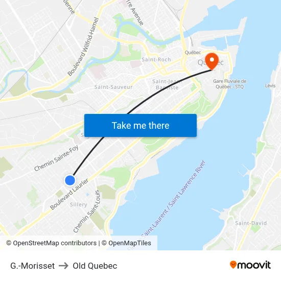 G.-Morisset to Old Quebec map