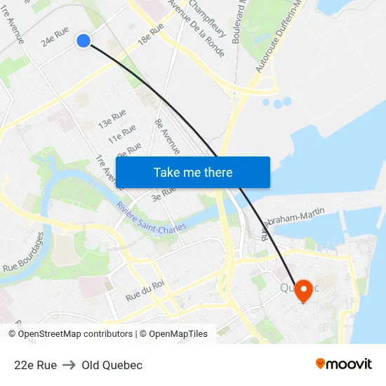 22e Rue to Old Quebec map