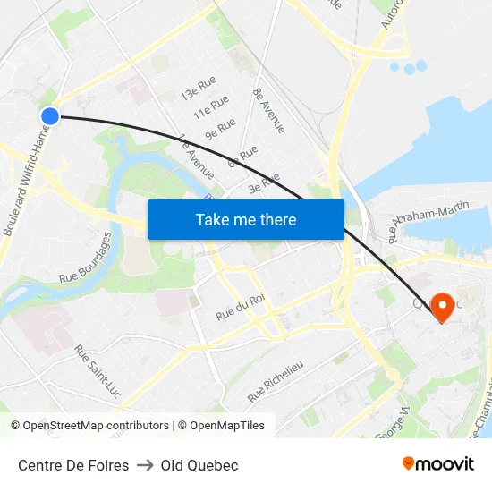 Centre De Foires to Old Quebec map