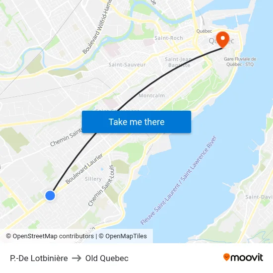 P.-De Lotbinière to Old Quebec map