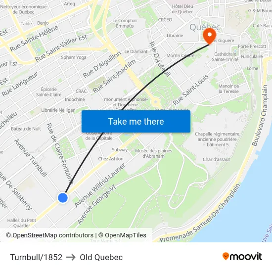 Turnbull/1852 to Old Quebec map