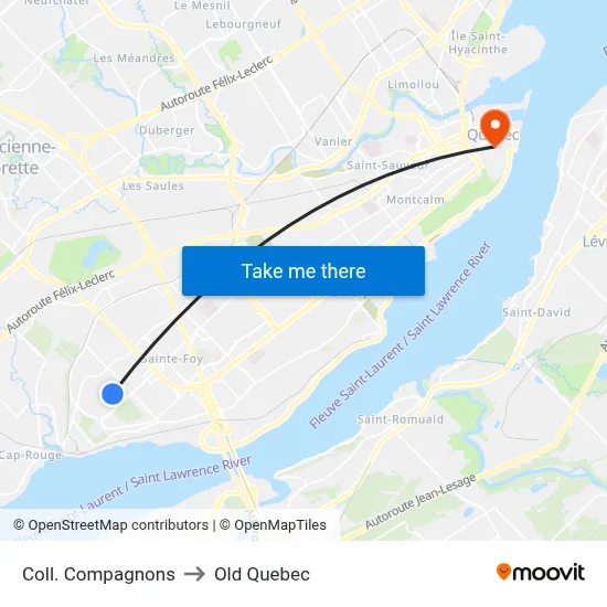 Coll. Compagnons to Old Quebec map