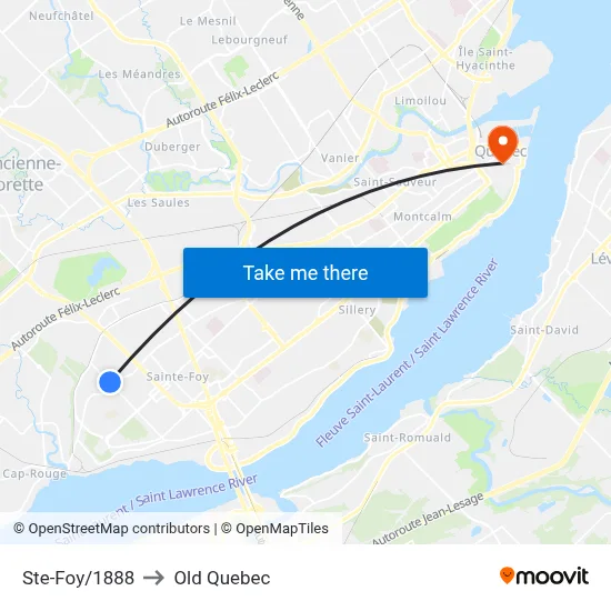 Ste-Foy/1888 to Old Quebec map
