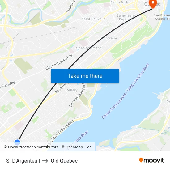 S.-D'Argenteuil to Old Quebec map