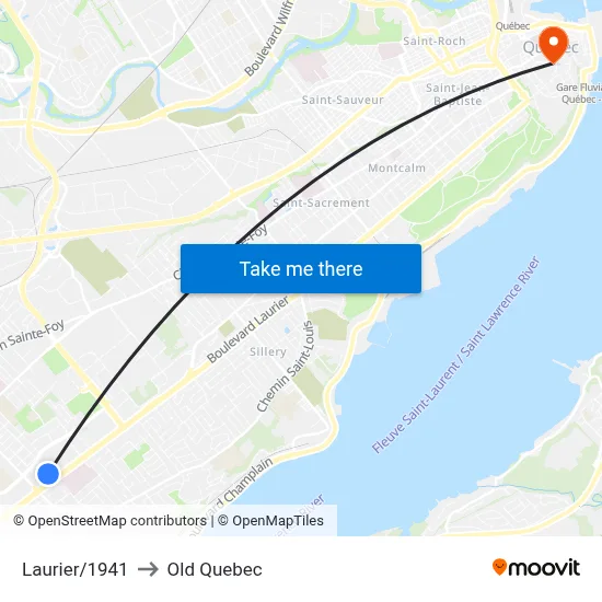 Laurier/1941 to Old Quebec map