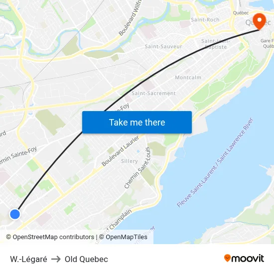 W.-Légaré to Old Quebec map