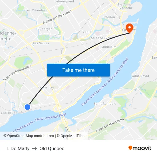 T. De Marly to Old Quebec map