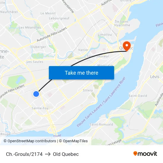 Ch.-Groulx/2174 to Old Quebec map