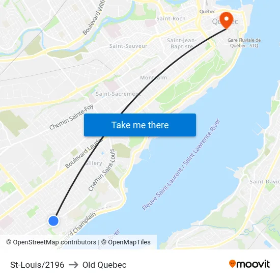 St-Louis/2196 to Old Quebec map