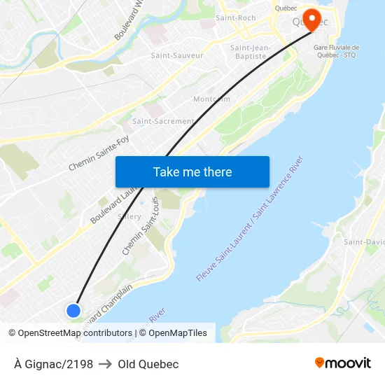 À Gignac/2198 to Old Quebec map
