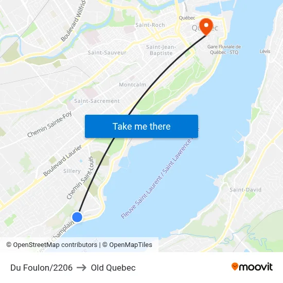 Du Foulon/2206 to Old Quebec map