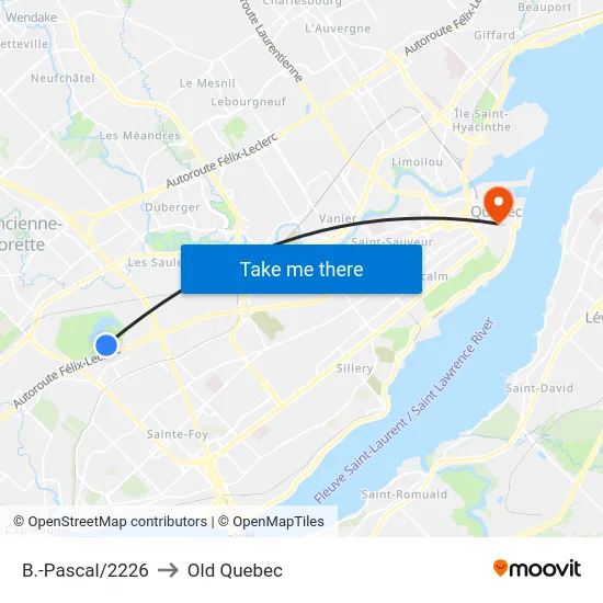 B.-Pascal/2226 to Old Quebec map
