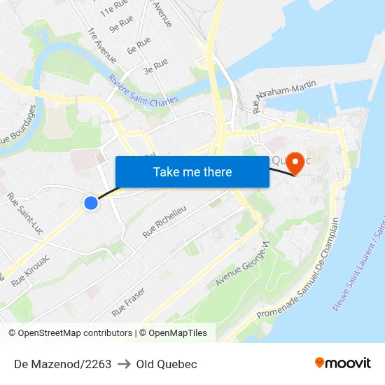 De Mazenod/2263 to Old Quebec map