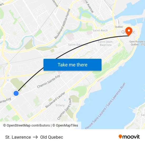 St. Lawrence to Old Quebec map