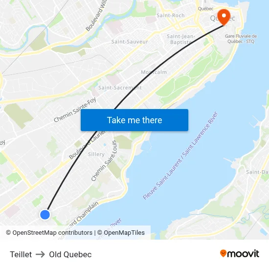 Teillet to Old Quebec map