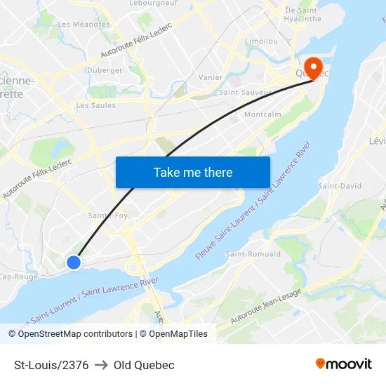 St-Louis/2376 to Old Quebec map