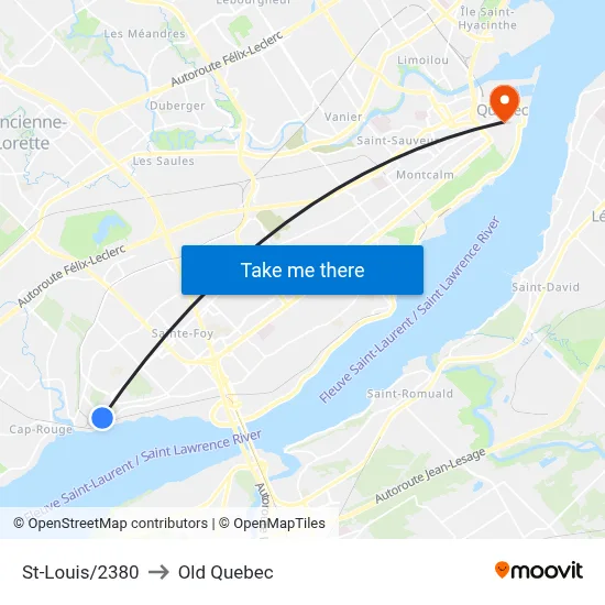 St-Louis/2380 to Old Quebec map