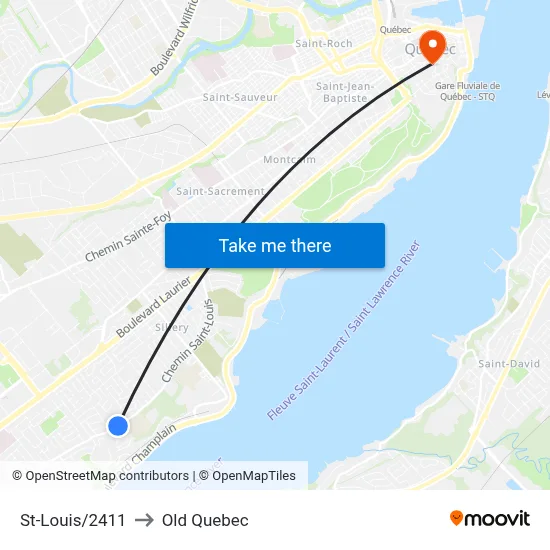 St-Louis/2411 to Old Quebec map