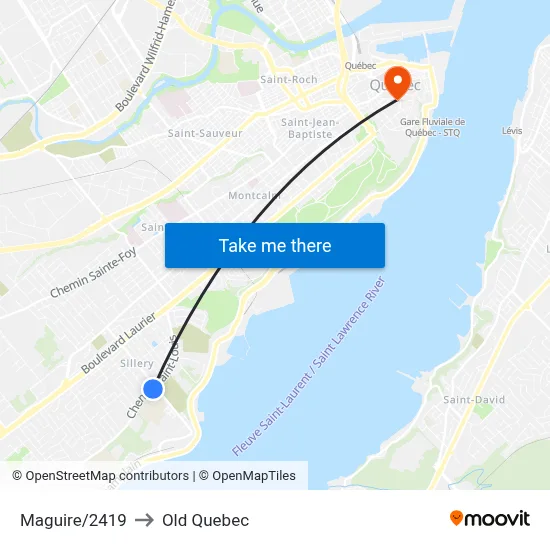 Maguire/2419 to Old Quebec map