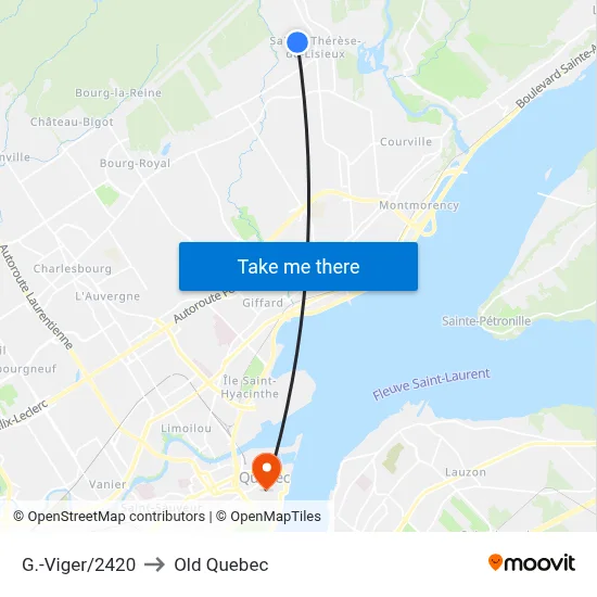 G.-Viger/2420 to Old Quebec map