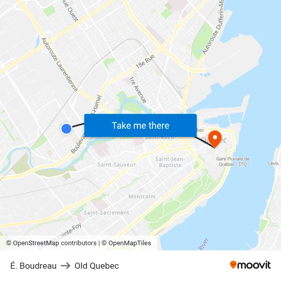 É. Boudreau to Old Quebec map