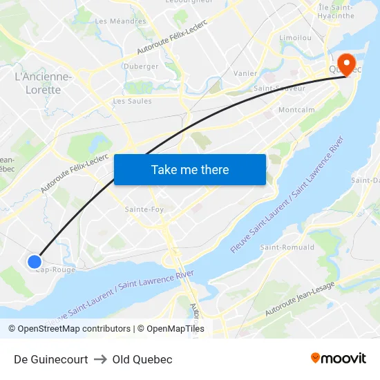 De Guinecourt to Old Quebec map