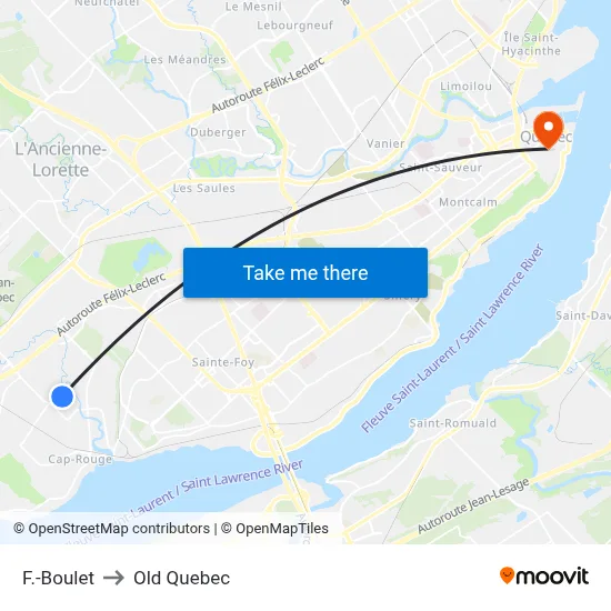 F.-Boulet to Old Quebec map