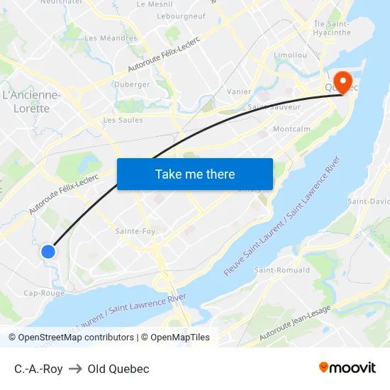 C.-A.-Roy to Old Quebec map