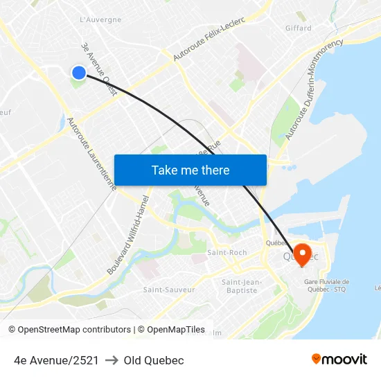 4e Avenue/2521 to Old Quebec map