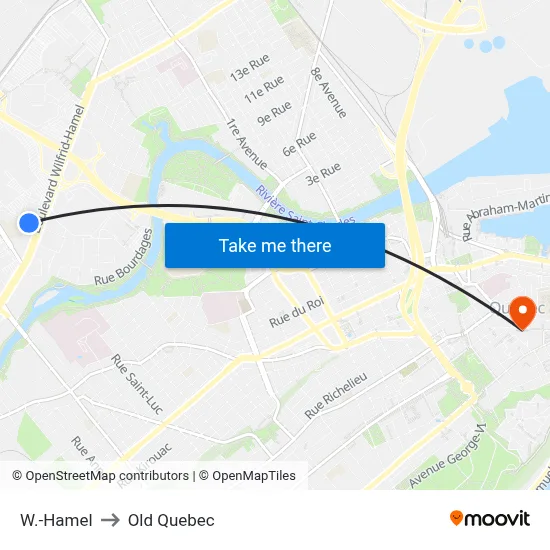 W.-Hamel to Old Quebec map