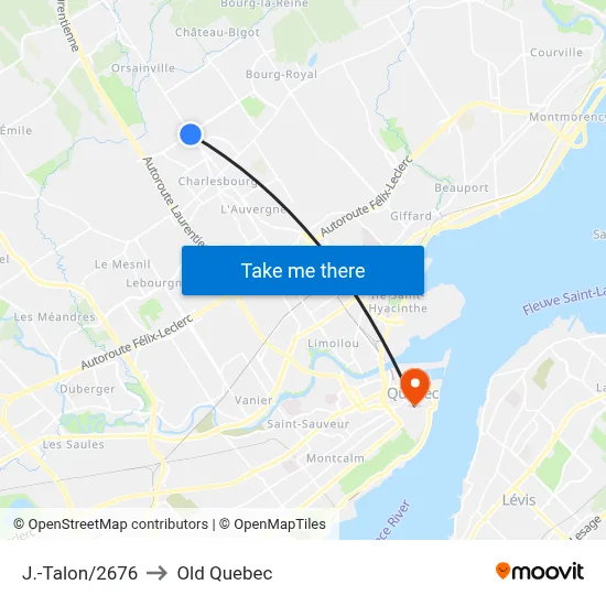 J.-Talon/2676 to Old Quebec map